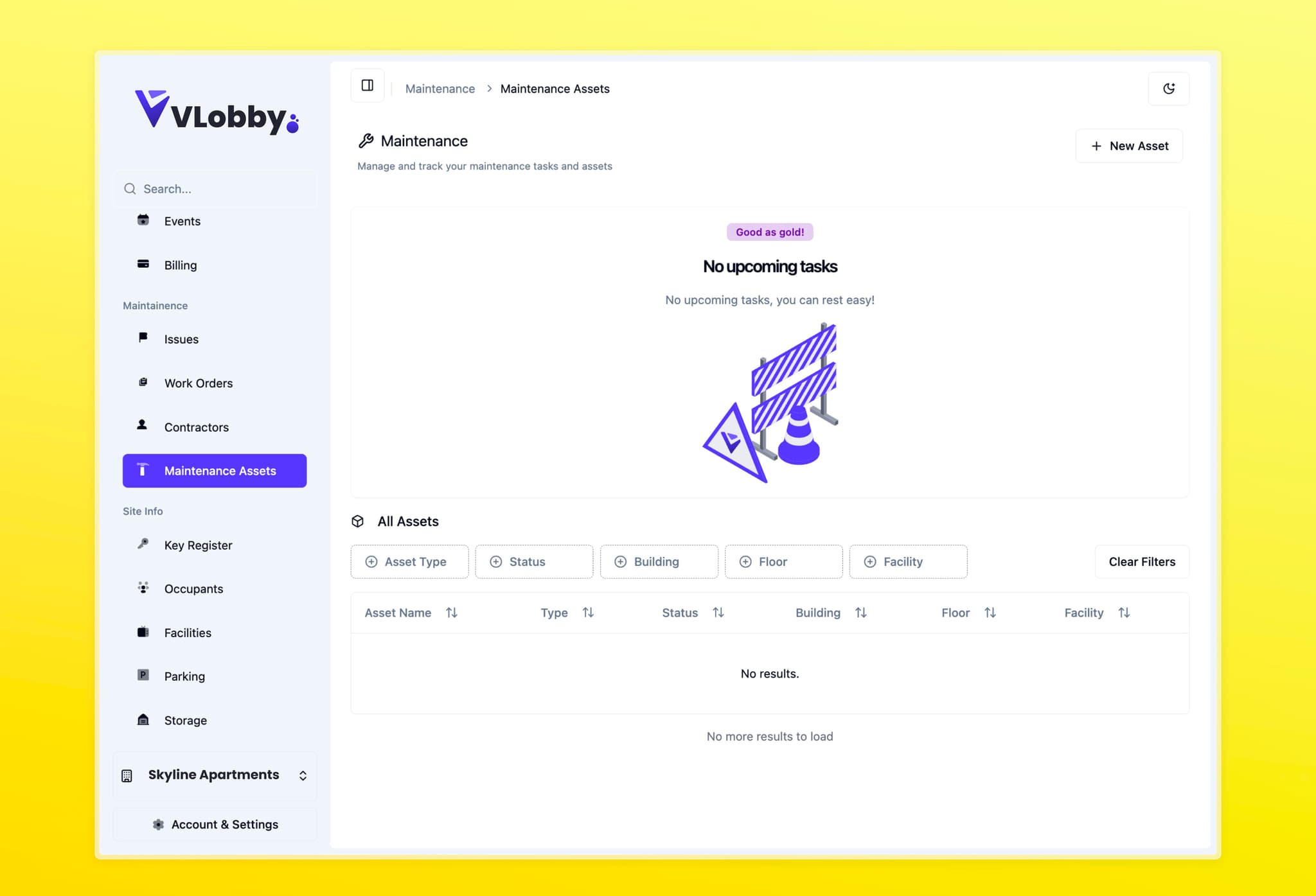 Asset management dashboard
